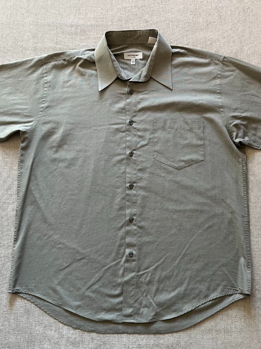 Yves Saint Laurent Long Sleeve Up Down Shirt Men XL 17/34 - 35 Gray Cotton Blend